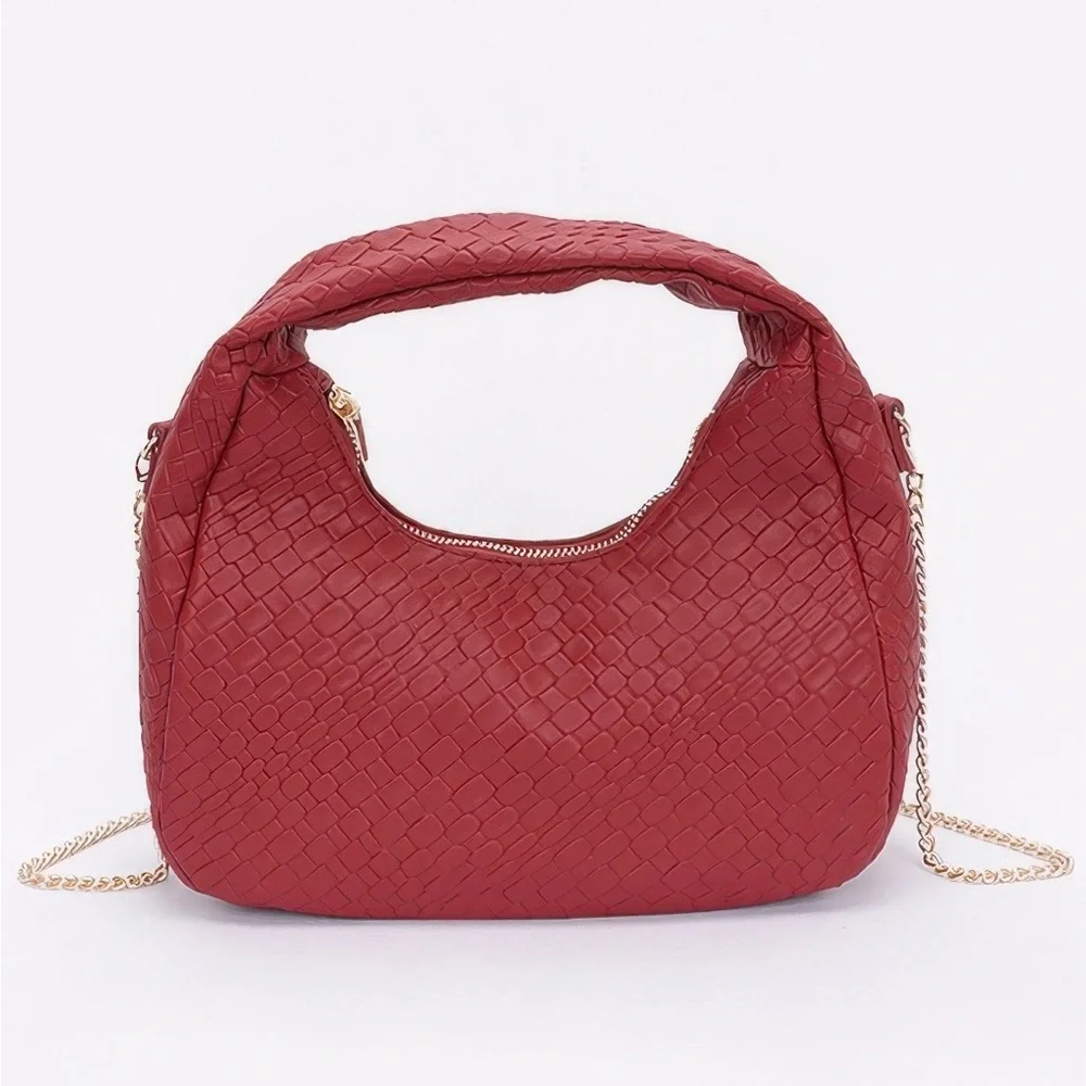Embossed Faux Leather Hobo Bag